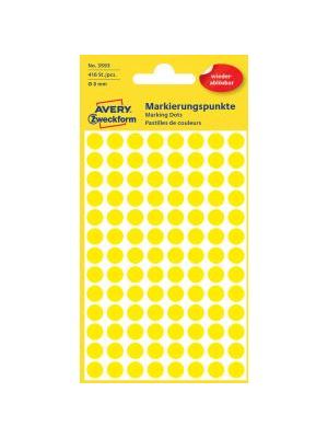 Etikety kruhové 8mm Avery odnímateľné žlté