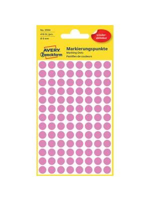 Etikety kruhové 8mm Avery odnímateľné ružové