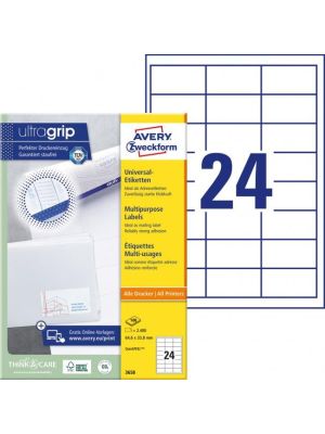 Etikety univerzálne 64,6x33,8mm Avery A4 100 hárkov