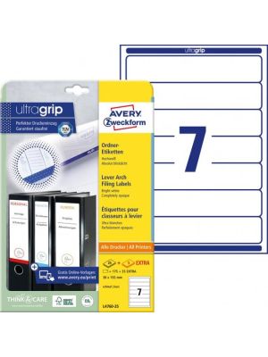 Etikety univerzálne na zakladače 38x192mm Avery A4 25+5 hárkov