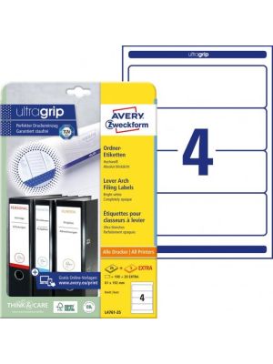 Etikety univerzálne na zakladače 61x192mm Avery A4 25+5 hárkov