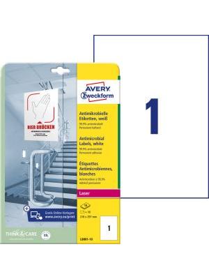 Etikety antimikrobiálne 210x297mm Avery A4 biele 10 hárkov