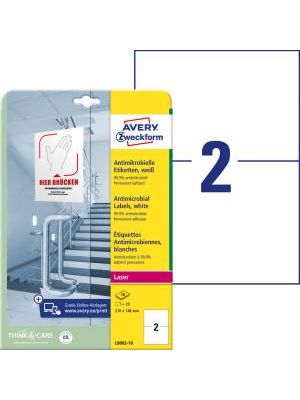 Etikety antimikrobiálne 210x148mm Avery A4 biele 10 hárkov