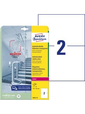 Etikety antimikrobiálne 210x148mm Avery A4 transparentné 10 hárkov