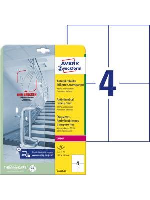 Etikety antimikrobiálne 105x148mm Avery A4 transparentné 10 hárkov