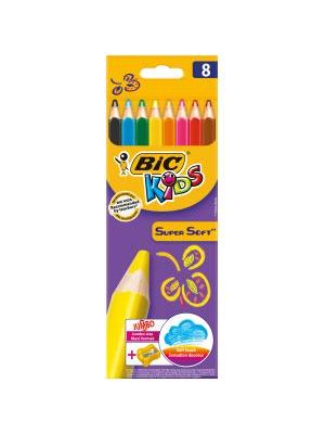 Farbičky BIC Supersoft 8ks so strúhadlom