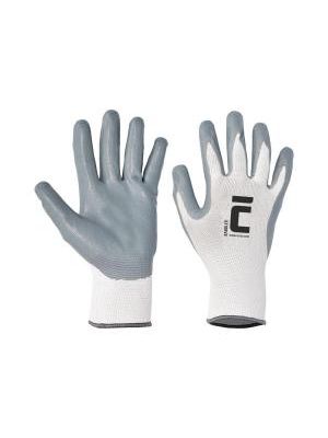 Rukavice nylon/úplet/nitril BABBLER, sivé/biele, veľ. 7/S