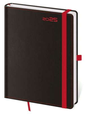 Týždenný diár B6 Black Red s pútkom