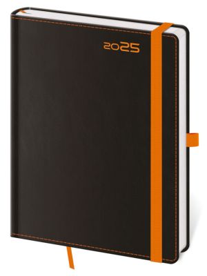 Týždenný diár B6 Black Orange s pútkom