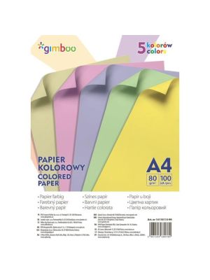 Farebný papier Gimboo A4 100 listov 80g 5 pastelových farieb