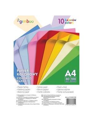 Farebný papier Gimboo A4 100 listov 80g 10 neónových farieb