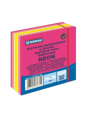 Bloček Donau 76x76mm 400l neónová ružová