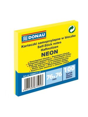 Bloček Donau neónový 76x76mm žltý