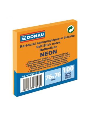 Bloček Donau neónový 76x76mm oranžový