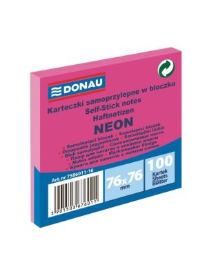 Bloček Donau neónový 76x76mm ružový