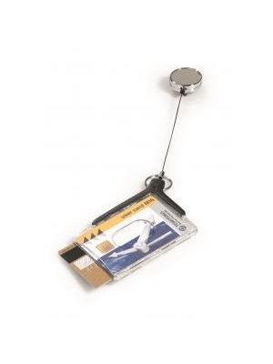 Visačka na 2 plastové karty s kotúčom DURABLE DE LUXE DUO PRO 85x54mm 10ks