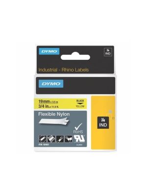 Flexibilná nylonová páska Dymo Rhino 19mm čierny tlač/žltý podklad