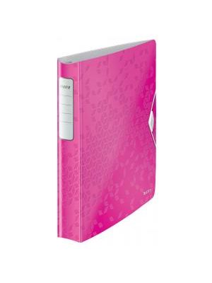 Zakladač 4-krúžkový Leitz Active WOW celoplastový 5,2cm metalický ružový