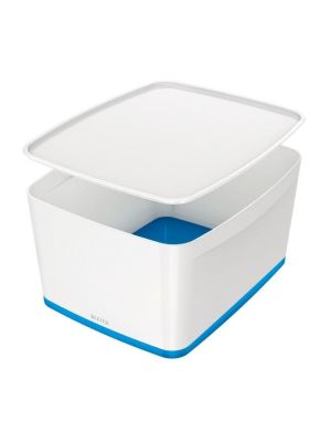 Úložný box s vekom Leitz MyBox, veľkosť L biela/modrá
