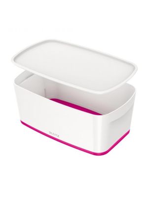 Úložný box s vekom Leitz MyBox, veľkosť S biela/ružová