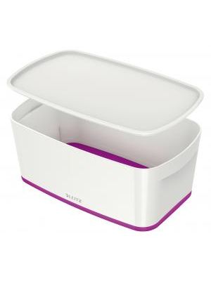 Úložný box s vekom Leitz MyBox, veľkosť S biela/purpurová