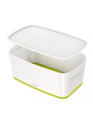 Úložný box s vekom Leitz MyBox, veľkosť S biela/zelená