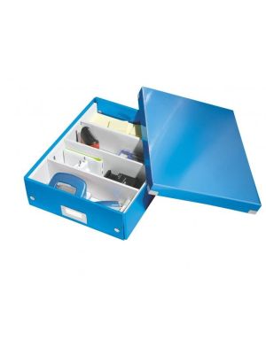 Stredná organizačná škatuľa Click & Store metalická modrá