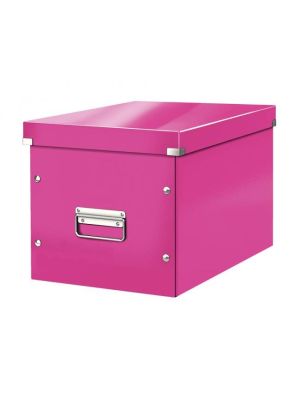 Štvorcová škatuľa Click & Store A4 metalická ružová
