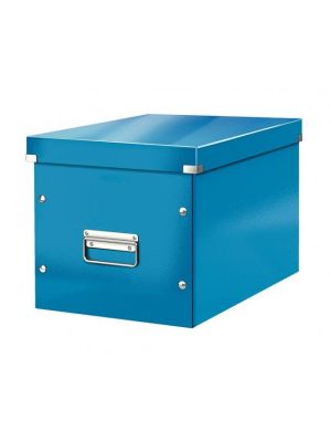 Štvorcová škatuľa Click & Store A4 metalická modrá