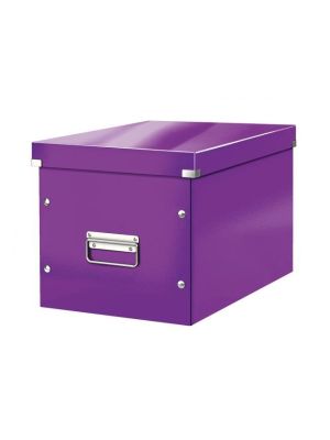 Štvorcová škatuľa Click & Store A4 metalická purpurová