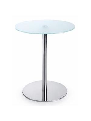 Konferenčný stolík SR 30, p. 60 cm, v. 60 cm, tvrdené mliečne sklo, kovová podnož chróm