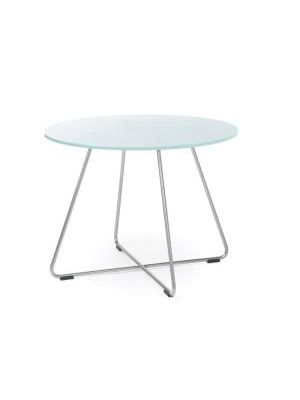 Konferenčný stolík SV 40, p. 60 cm, v. 45 cm, tvrdené mliečne sklo, kovová podnož chróm