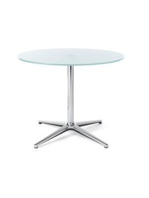 Konferenčný stolík SF 30, p. 75 cm, v. 60 cm, tvrdené mliečne sklo, kovová podnož chróm
