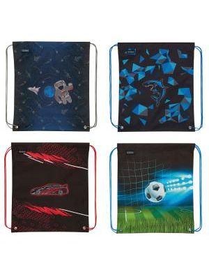 Vrecko na prezuvky Herlitz 36x5x40,5x0,5cm mix Vesmír Žralok Pretekárske auto červené Futbal
