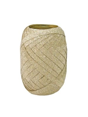 Vianočná darčeková stuha glitrová zlatá 5mm x 10m