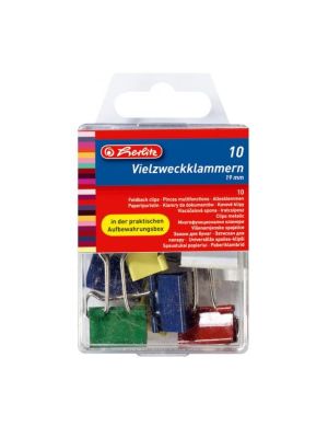 Klipy na dokumenty Herlitz 19mm farebné 10ks