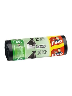 Vrecia zaväzovacie FINO Economy 60 ℓ, 13 mic., 59 x 72 cm, čierne (20 ks)