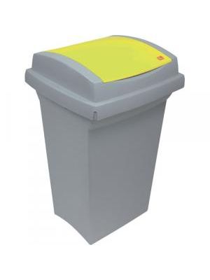 Kôš plastový na triedený odpad - so žltým vekom, 50 l
