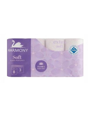 Toaletný papier 3-vrstvový Harmony Soft FLORA Parfumes biely, návin 16,8 m (8 ks)