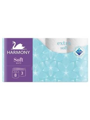 Toaletný papier 3-vrstvový Harmony Extra Soft biely, recykel, návin 17,5 m (8 ks)