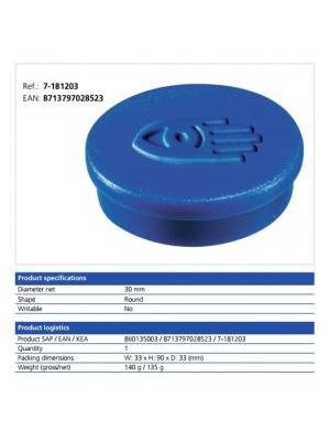 Magnet 30 mm modrý 10 ks