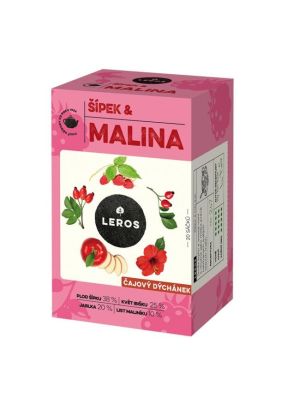 Čaj LEROS bylinný Čajová chvíľka šípka & malina HB 20 x 2 g