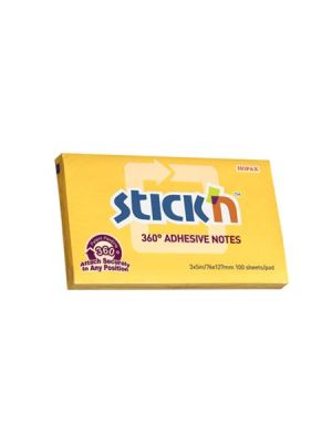 Samolepiaci poznámkový blok, 76x127 mm, 100 listov, STICK N, žltá