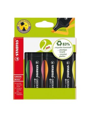 Sada zvýrazňovačov STABILO GREEN BOSS 4 ks zelená, ružová, oranžová, žltá