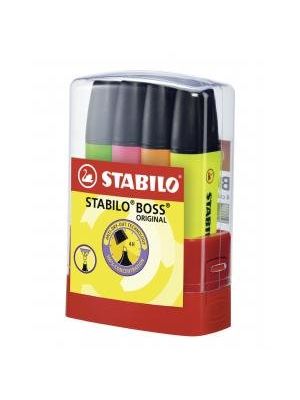 Sada zvýrazňovačov STABILO BOSS ORIGINAL BOSSparade 4 ks Stolný set žltá, oranžová, zelená, ružová