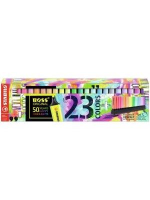Sada zvýrazňovačov STABILO BOSS ORIGINAL 23 ks Stolný set 9 neónových a 14 pastelových farieb
