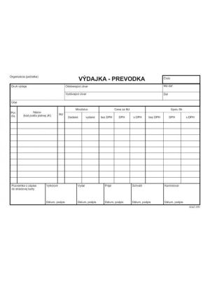 Výdajka - prevodka A5 s DPH samoprepis s kart.obálkou a podložkou