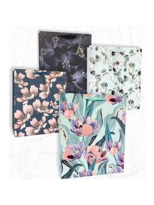 Papierová taška 260x320mm textilné ušká vo farbe tašky mix 4 motívov bez možnosti výberu Kvety