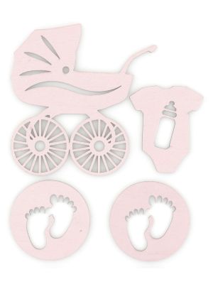 Dřevěné výřezy samolepicí Baby růžová, 4ks
