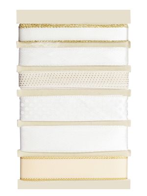 Dekorační stuhy, sada 6x1,5m ivory